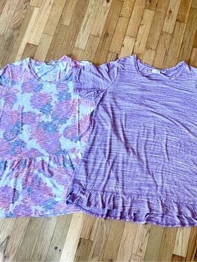 Lot Of 2 LOGO by Lori Goldstein Printed Slub Knit Peplum Top Women’s Size 2X